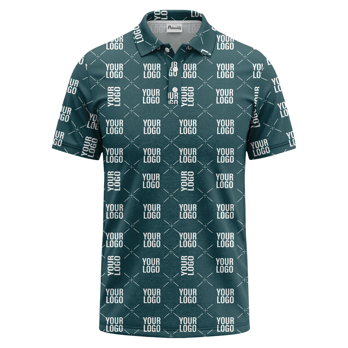 custom logo repeat diamond grid black white polo shirt