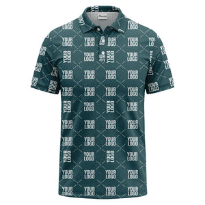 custom logo repeat diamond grid black white polo shirt