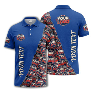 custom logo repeat vertical text pattern personalized polo shirt