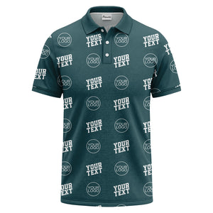 custom logo & text repeat pattern personalized polo shirt