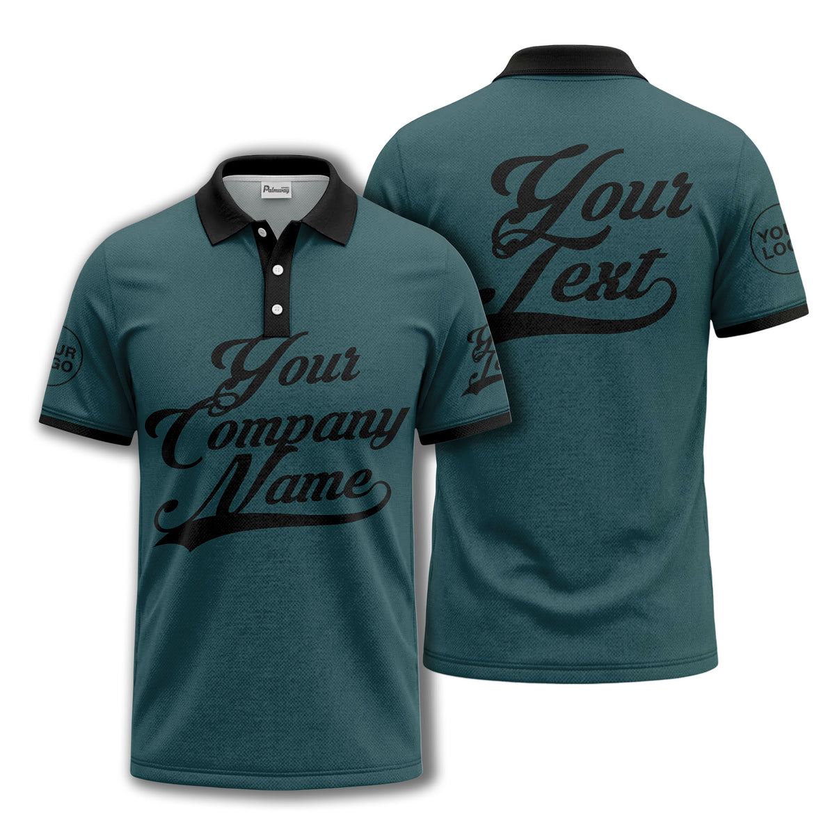 custom script logo corporate casual polo shirt for men