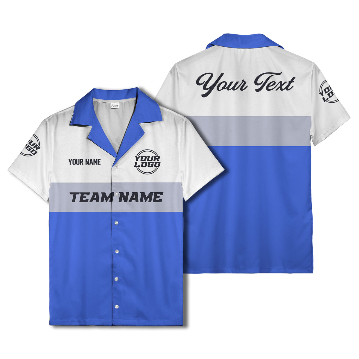 custom team logo & name bowling hawaiian shirt
