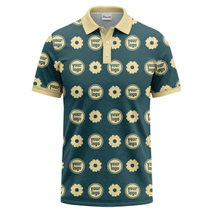 customizable daisy & monogram repeat pattern polo shirt