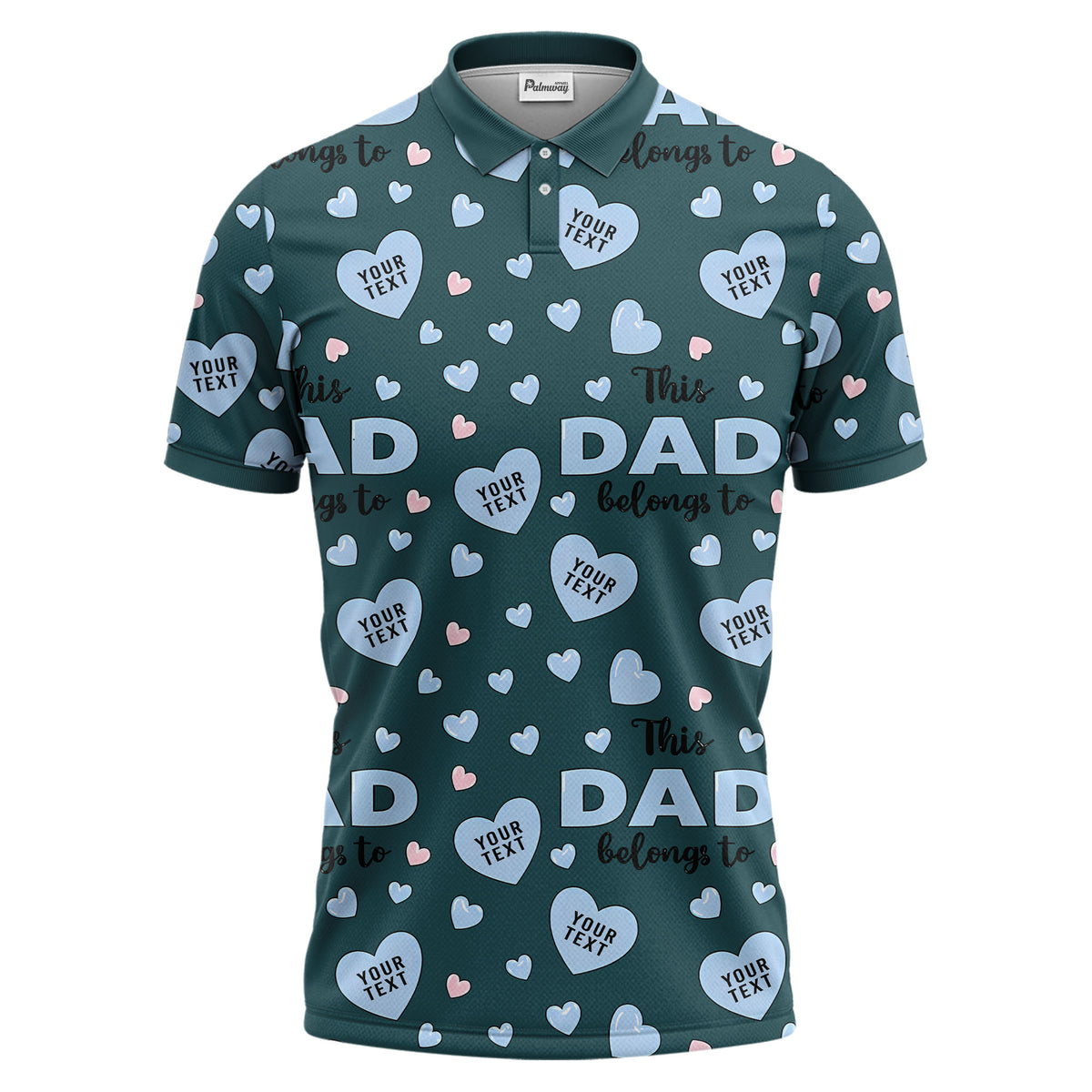 customizable hearts & text father's day all over print polo shirt for men