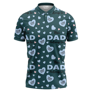 customizable hearts & text father's day all over print polo shirt for men