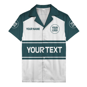 customizable text & logo horizontal stripe bowling hawaiian shirt