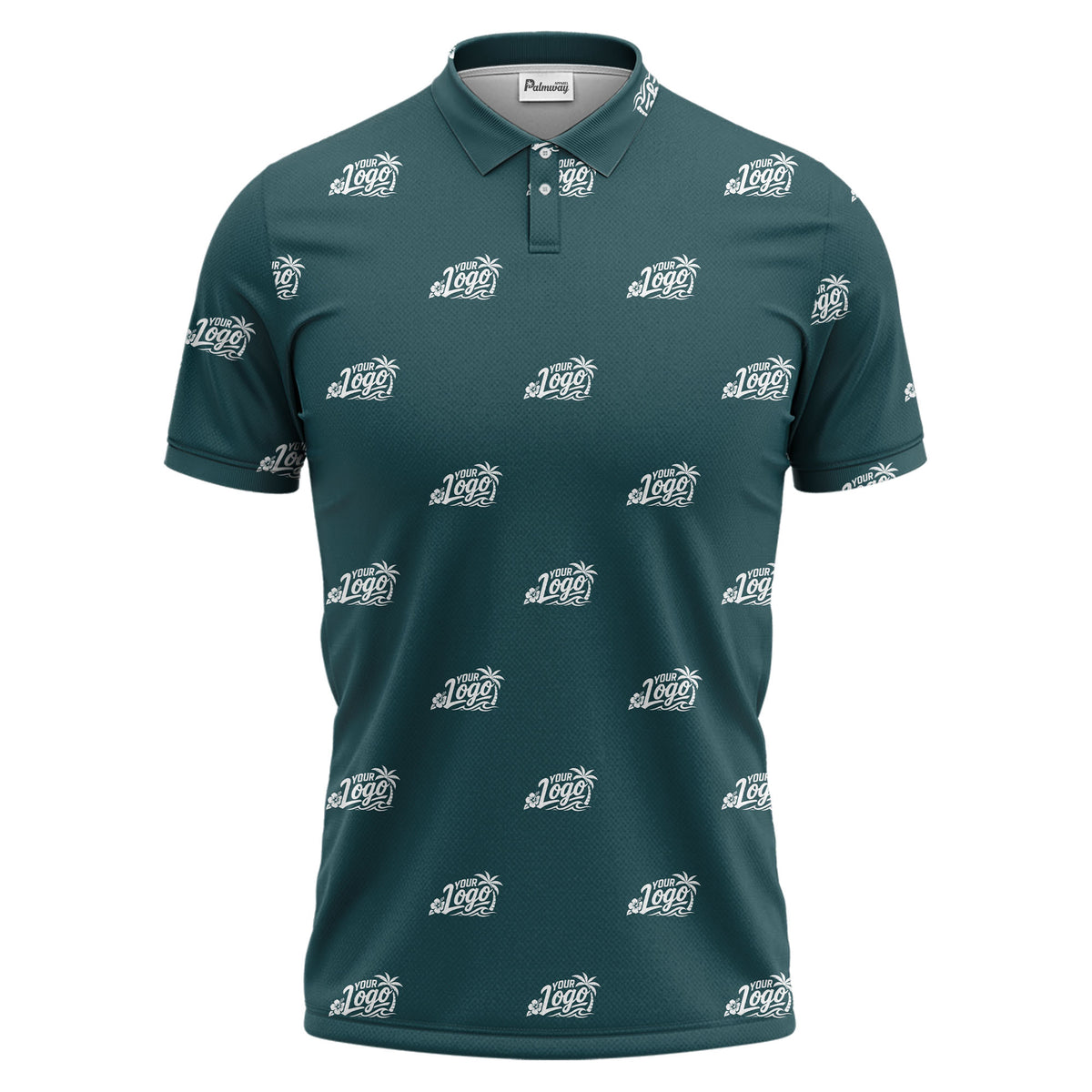 your logo repeat pattern black customizable professional polo shirt