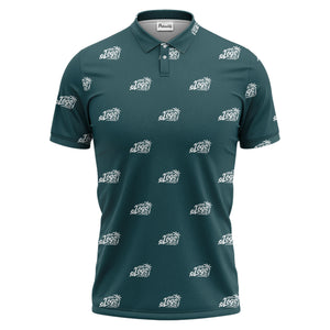 your logo repeat pattern black customizable professional polo shirt