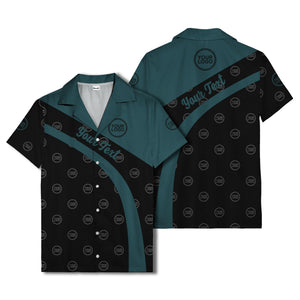 diagonal black stripe custom logo personalized hawaiian shirt