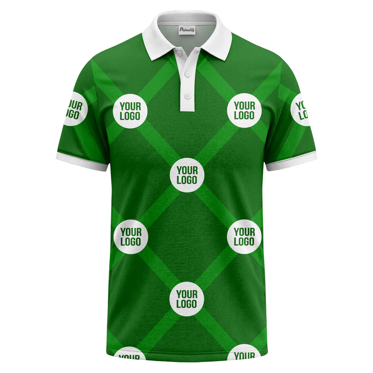 diagonal stripes & repeating custom logo polo shirt for men