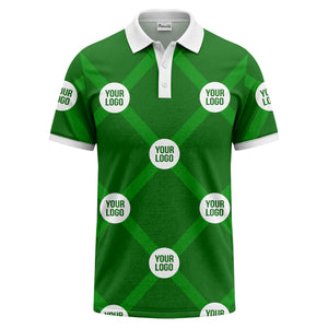 diagonal stripes & repeating custom logo polo shirt for men