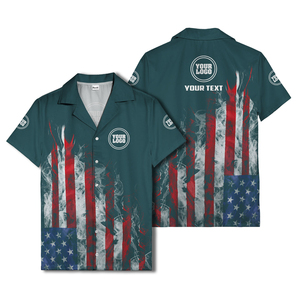 fiery bald eagle & stars stripes hawaiian shirt for men