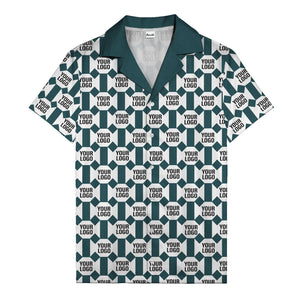 geometric grid logo repeat pattern modern graphic hawaiian shirt
