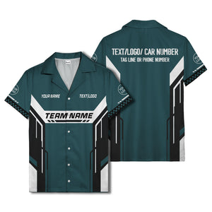 geometric stripes & custom text aloha hawaiian shirt for men