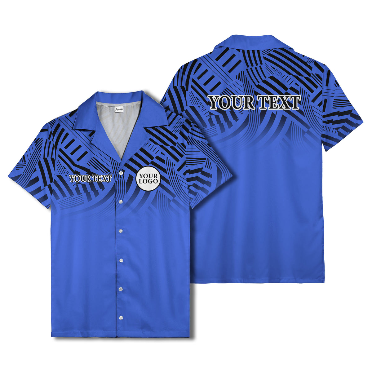 geometric waves & stripes abstract hawaiian shirt for men