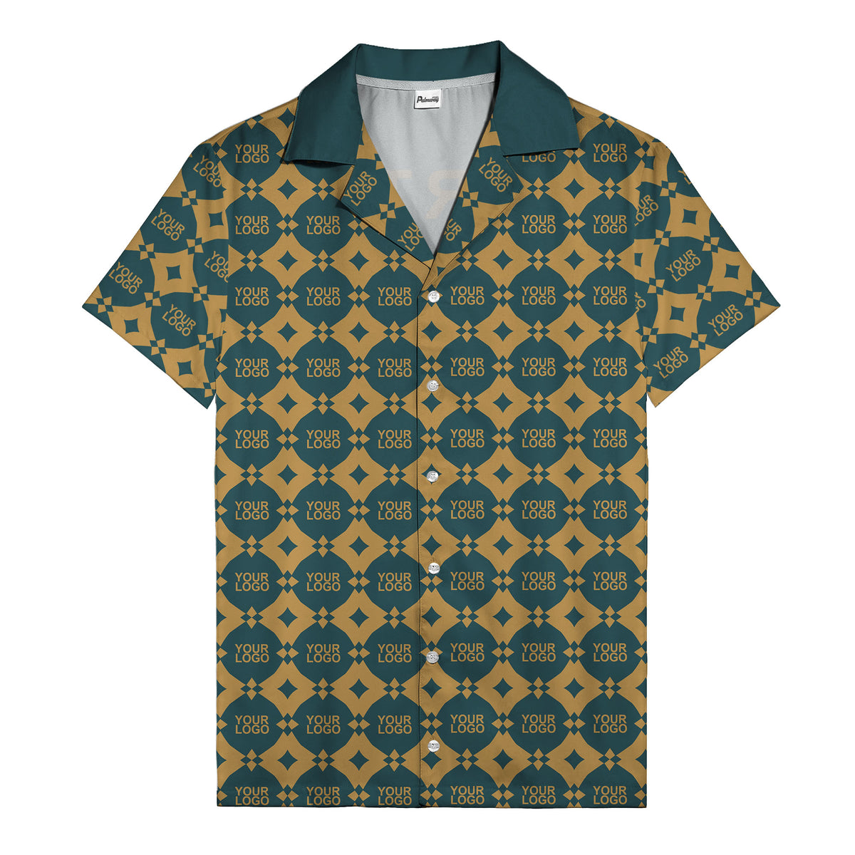 gold mon diamond lattice monogram hawaiian shirt for men