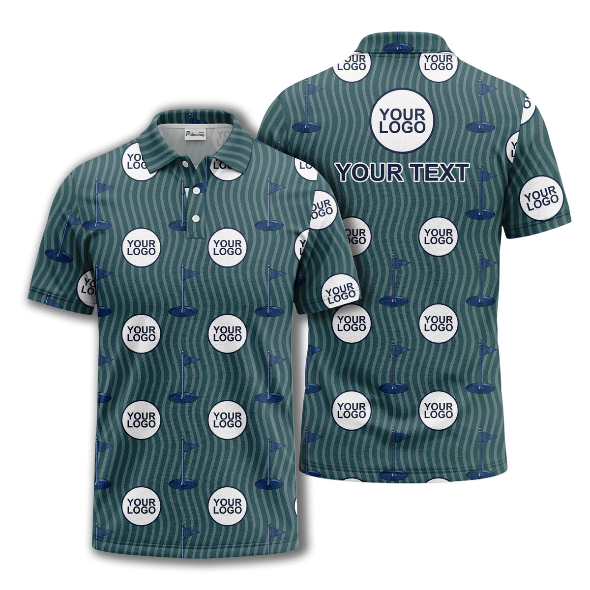 golf flag logo repeat pattern country club golf polo shirt