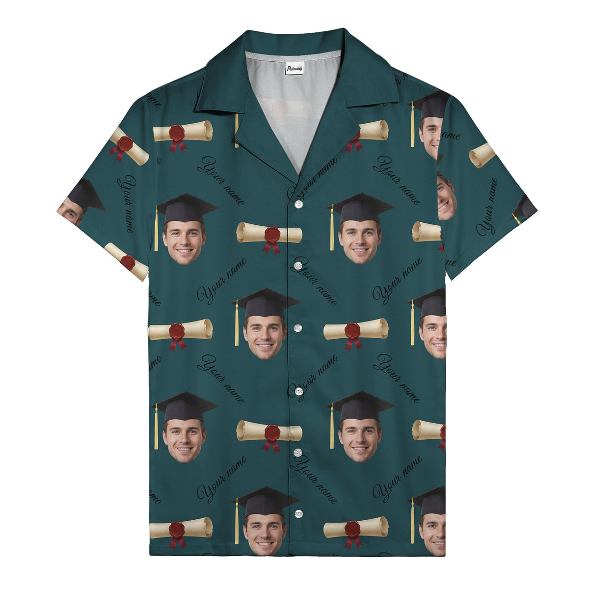 graduation caps diplomas & custom faces hawaiian shirt