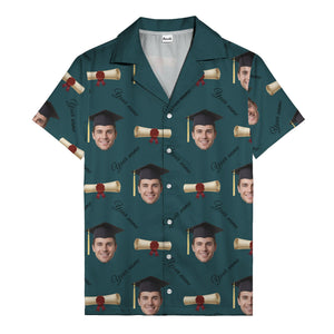 graduation caps diplomas & custom faces hawaiian shirt