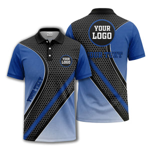 hexagonal gradient geometric print with customizable logo polo shirt