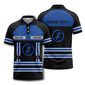 lightning bolt emblem & stripes corporate polo shirt
