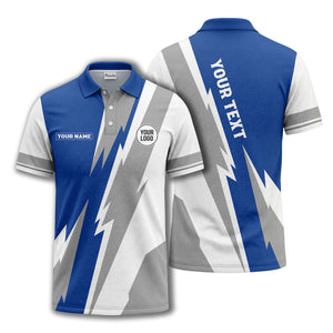 lightning bolt & geometric stripes polo shirt for men