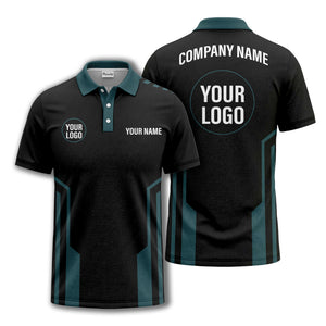modern black white geometric stripes custom logo polo shirt