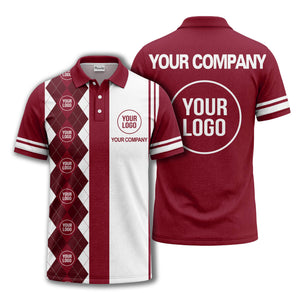 monochrome argyle diamond & custom logo polo shirt
