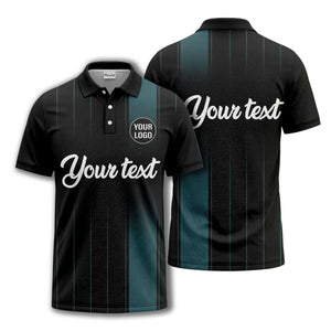 monochrome gradient vertical stripes with custom logo text polo shirt