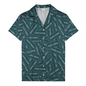 monochrome your logo repeat text graphic hawaiian shirt for men