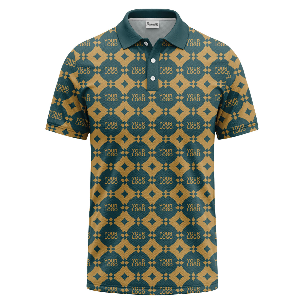 monogrammed gold black diamond repeat luxury polo shirt