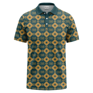 monogrammed gold black diamond repeat luxury polo shirt