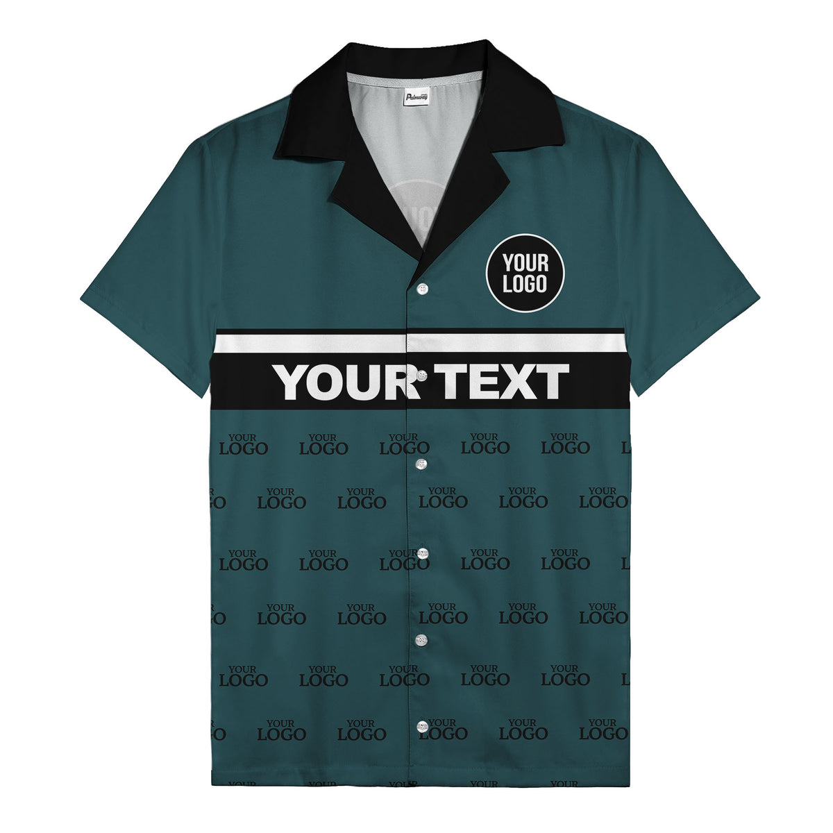 personalized logo & text striped hawaiian shirt for teams