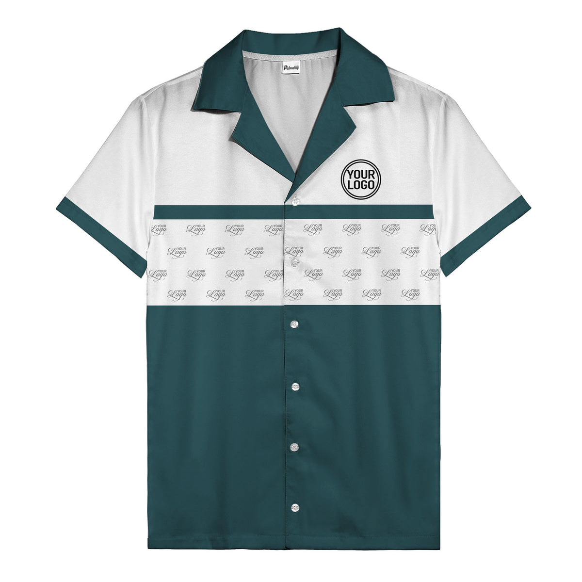 retro bowling custom logo repeat hawaiian shirt for men