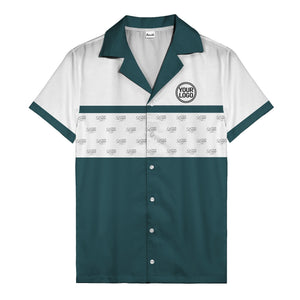 retro bowling custom logo repeat hawaiian shirt for men