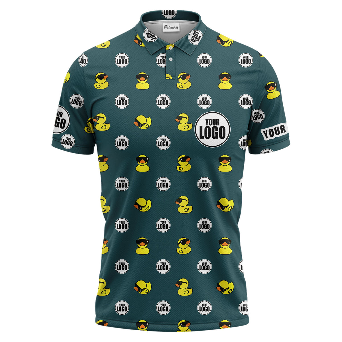 rubber duck repeat cartoon pattern custom logo black polo shirt for men