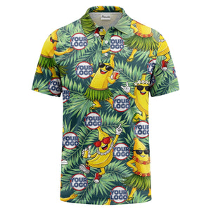 sunglass bananas luau palm leaves polo shirt for men