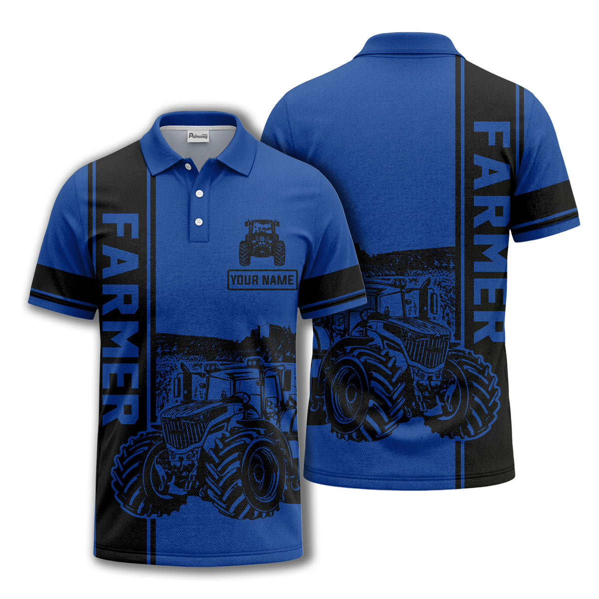 tractor farm scene graphic illustration polo shirt for men