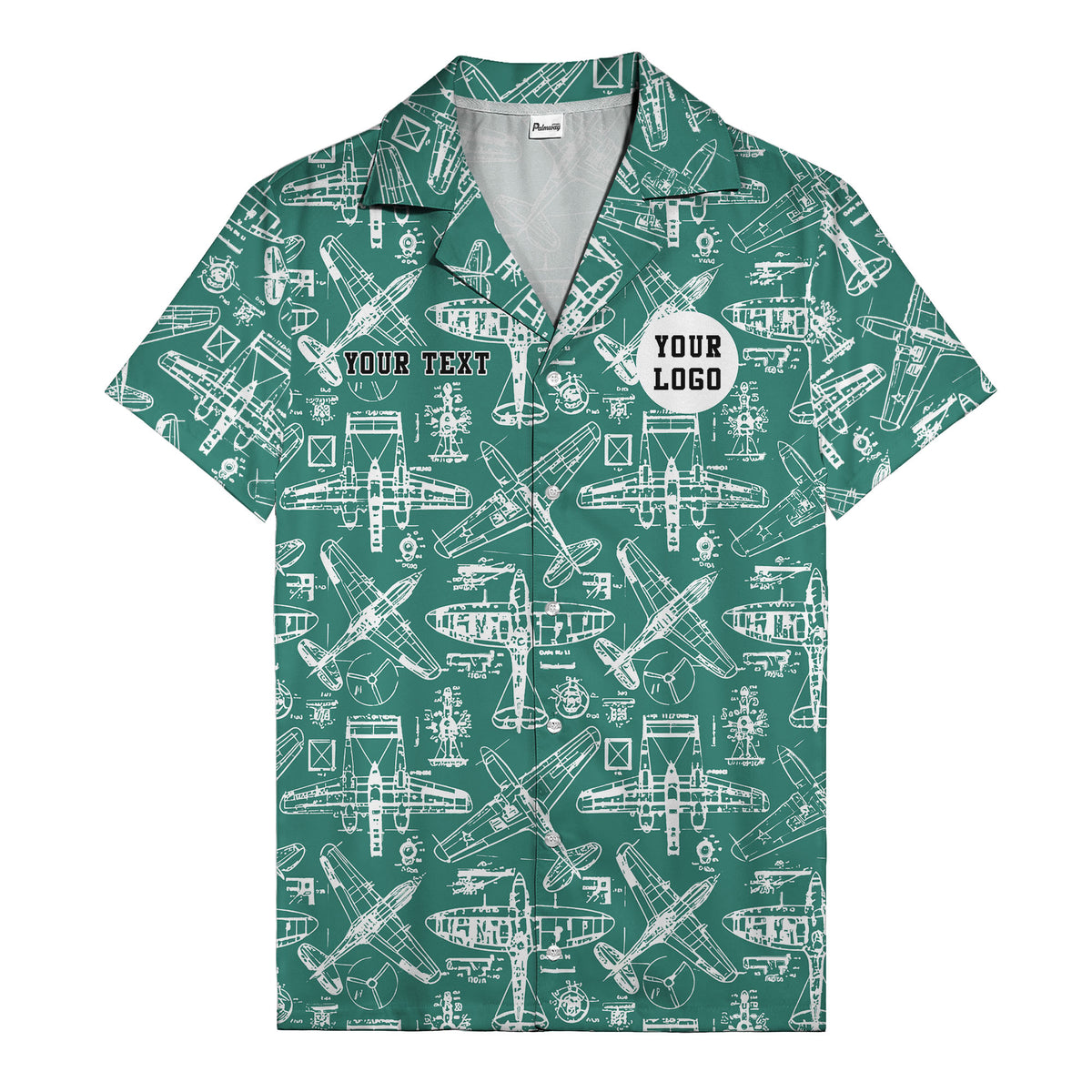 vintage airplane blueprint sketches propeller engine hawaiian shirt