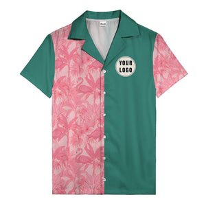 watercolor flamingo pineapple leaf repeat hawaiian shirt for men
