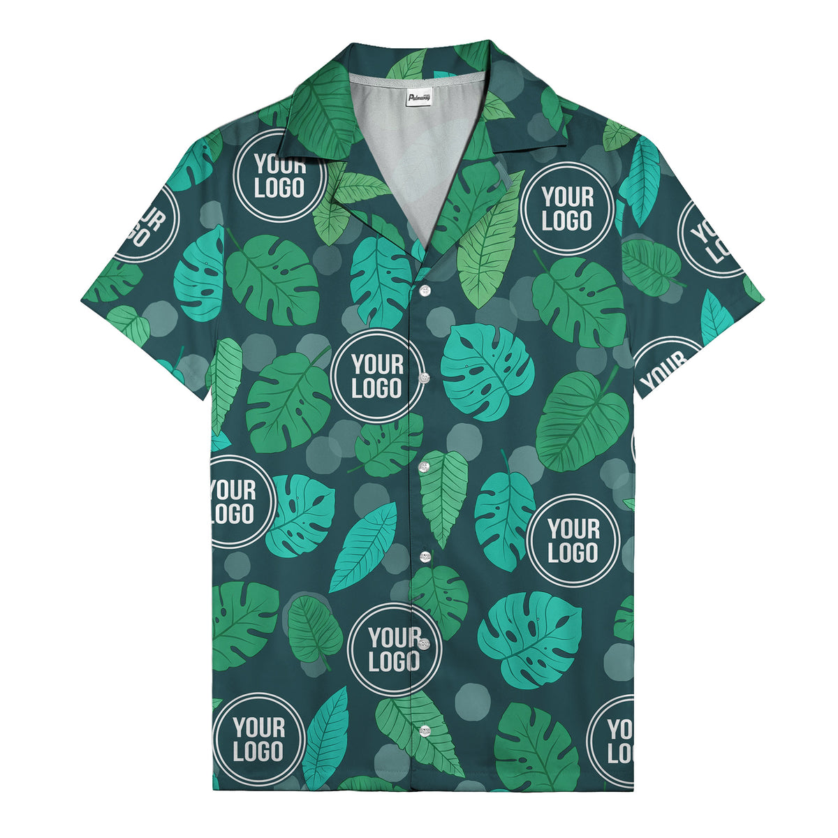watercolor monstera leaf repeat & signature logo hawaiian shirt