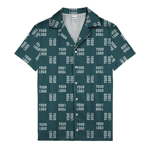 your logo repeat white on black modern graphic hawaiian shirt