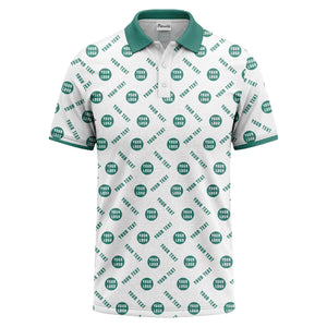 your name & logo repeat pattern all over print custom polo shirt