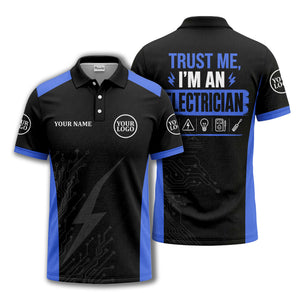 circuit board lightning bolt graphic modern tech polo shirt