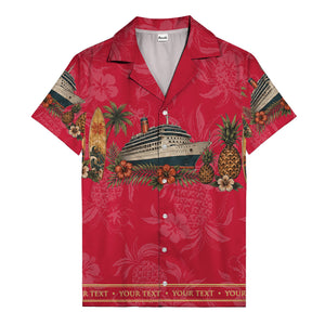 cruise ship surfboard pineapple palm hibiscus hawaiian shirt
