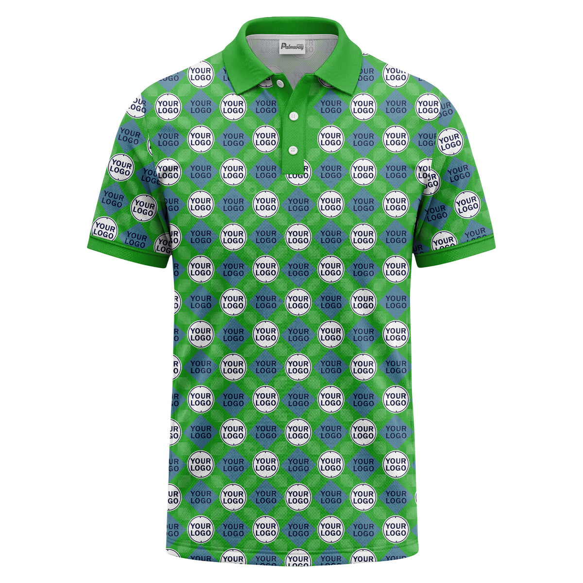 custom diamond grid circular logos polo shirt for men