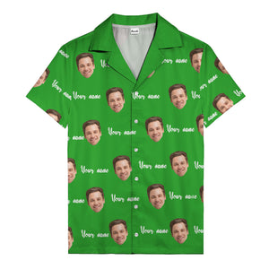 custom face portrait & personalized text repeat hawaiian shirt