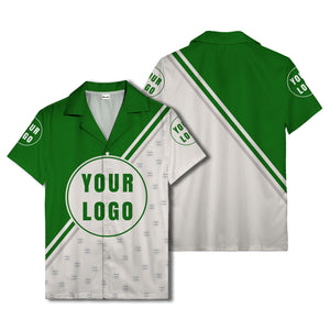 custom logo circles & diagonal stripes minimalist hawaiian shirt for men