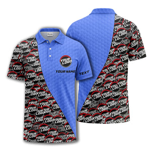 custom logo circles & hexagons grid polo shirt for men