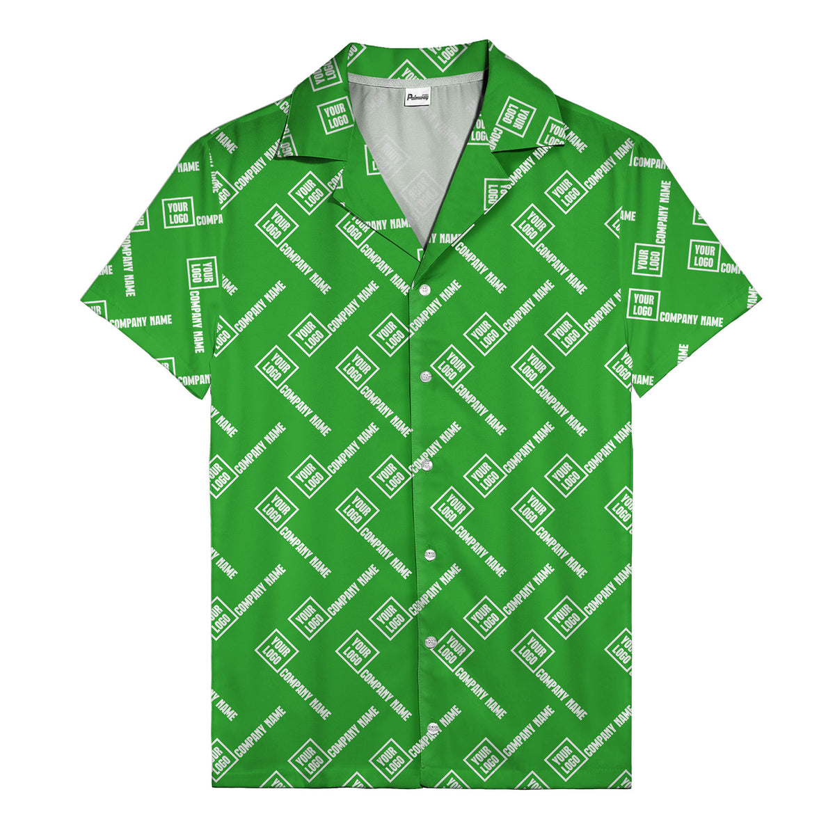 custom logo & company name repeat black hawaiian shirt for men